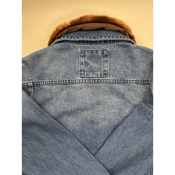 Michael Kors Faux Fur Collar Denim Jacket Size M-L - Picture 15 of 16